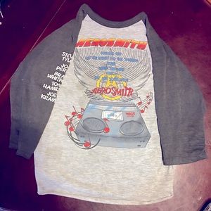Men’s medium 3/4 baseball tee vintage Aerosmith WBCN 1986 palladium concert tee